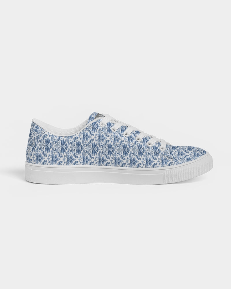 light blue Royal patten  Men's Faux-Leather Sneaker