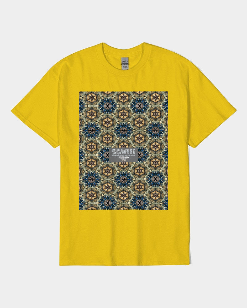 Green & Dark Blue almost star pattern. Unisex Heavy Cotton T-Shirt | Gildan