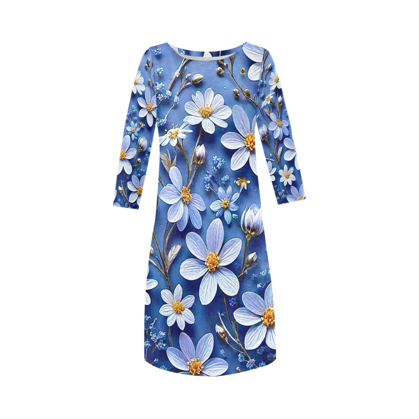 Women's Loose Round Neck Dress (Model D22)