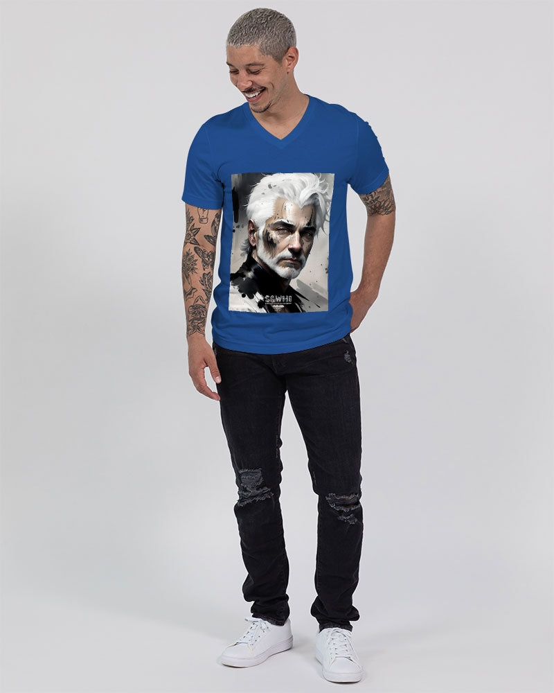 White silver grey fox King Unisex Jersey V-Neck Tee | Bella + Canvas