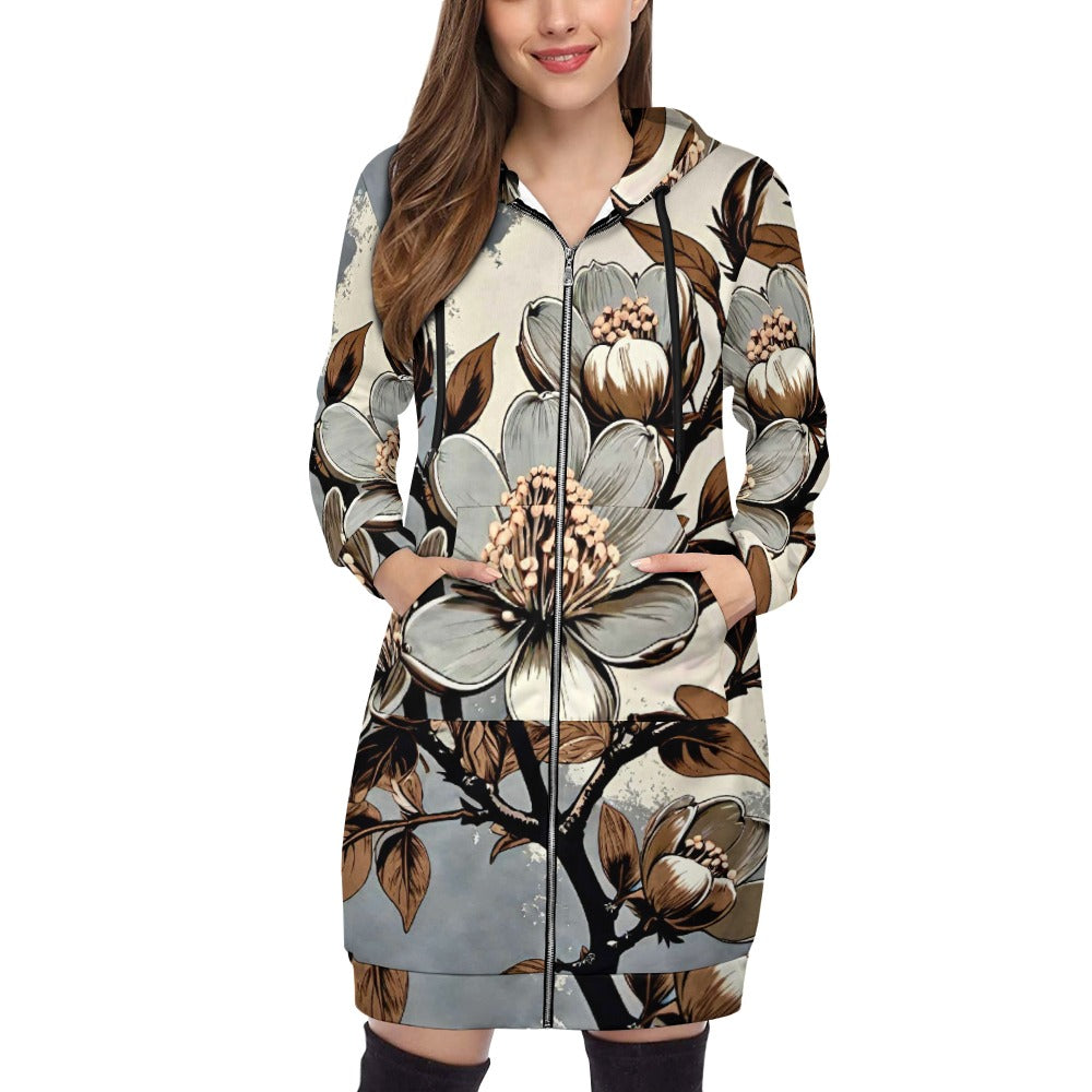 Women's full print long Hoodie