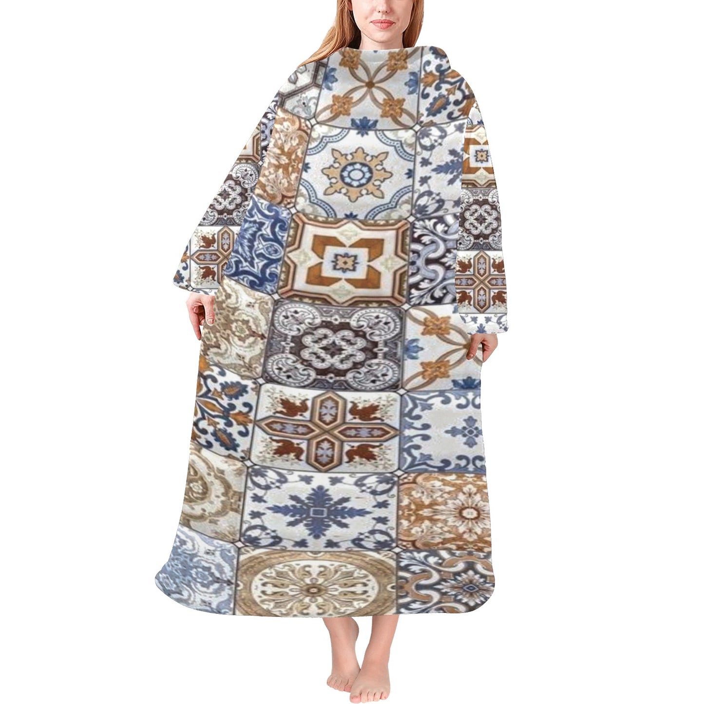 Blanket Robe with Sleeves for Adults