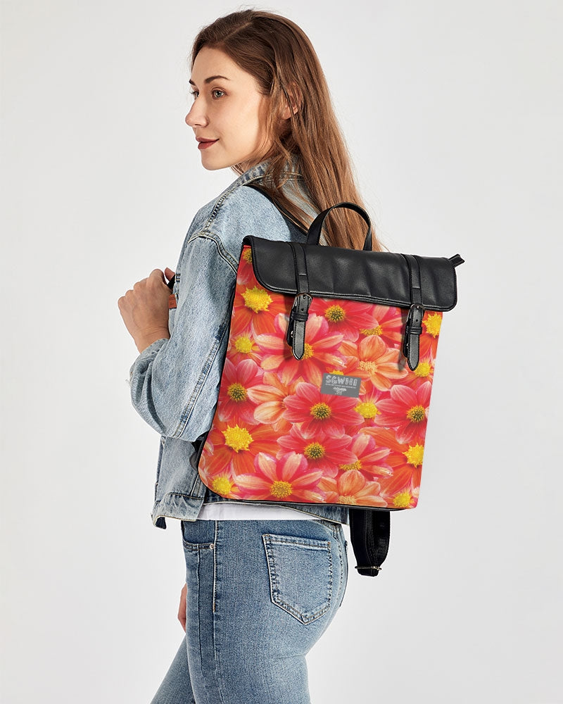 Beautiful blood orange flower design Casual Flap Backpack