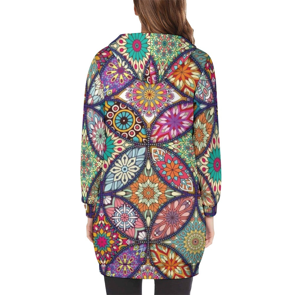 Women's full print long Hoodie