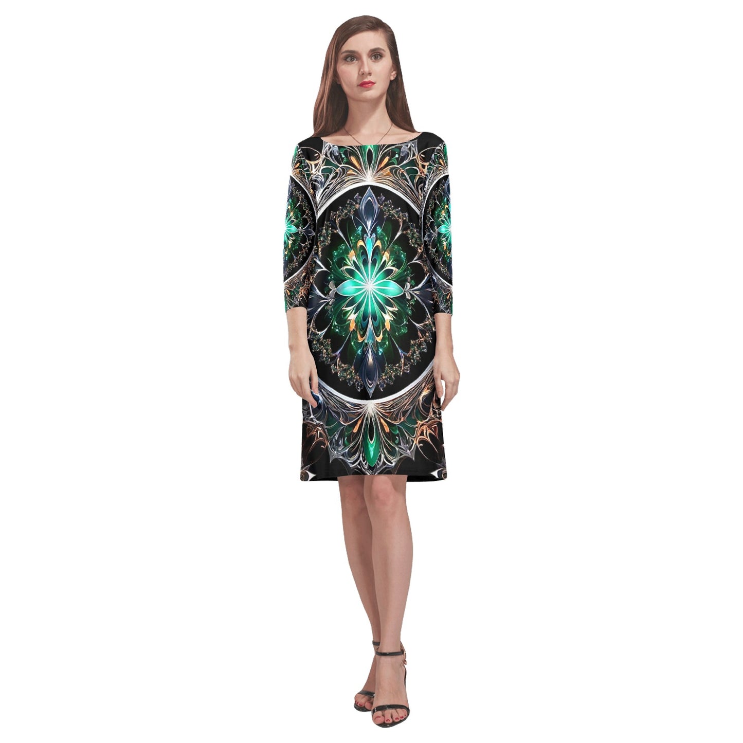 Women's Loose Round Neck Dress (Model D22)