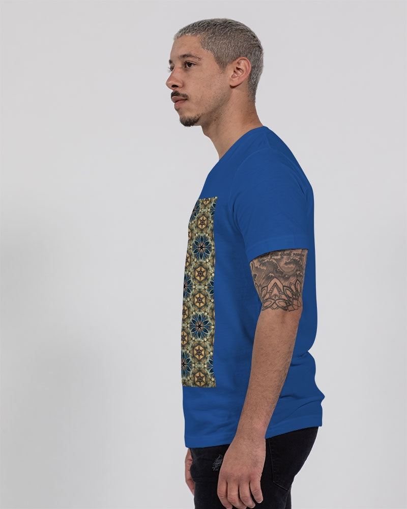 Green & Dark Blue almost star pattern. Unisex Jersey V-Neck Tee | Bella + Canvas