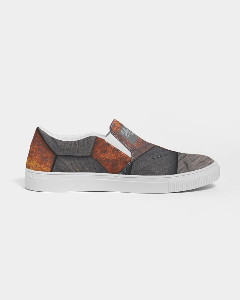 Cool stone hexagon patten 3D Men's Slip-On Canvas Shoe