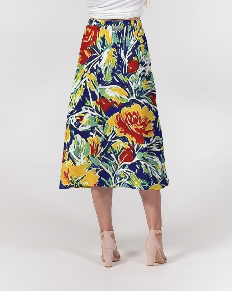 Painted floor design Women's All-Over Print A-Line Midi Skirt