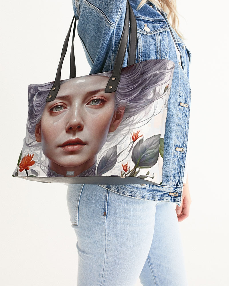 Beautiful white sister grey hair blossom Stylish Tote