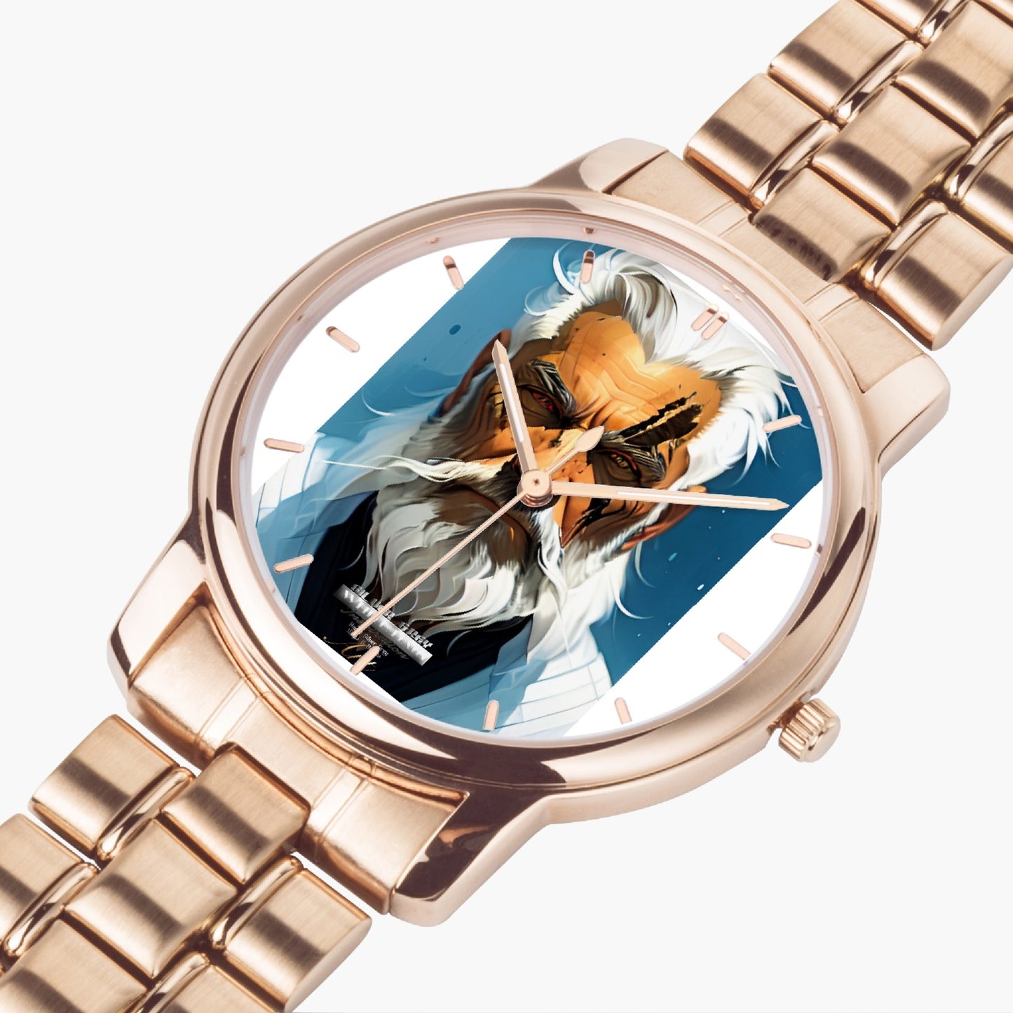 Silver bearded warrior. Folding Clasp Type Stainless Steel Quartz Watch (With Indicators)