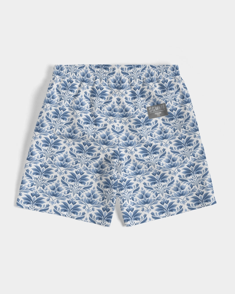 light blue Royal patten  Men's All-Over Print Swim Trunk