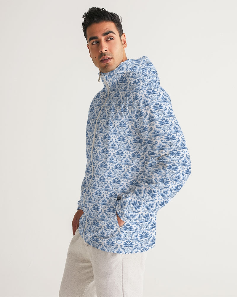 light blue Royal patten  Men's All-Over Print Windbreaker