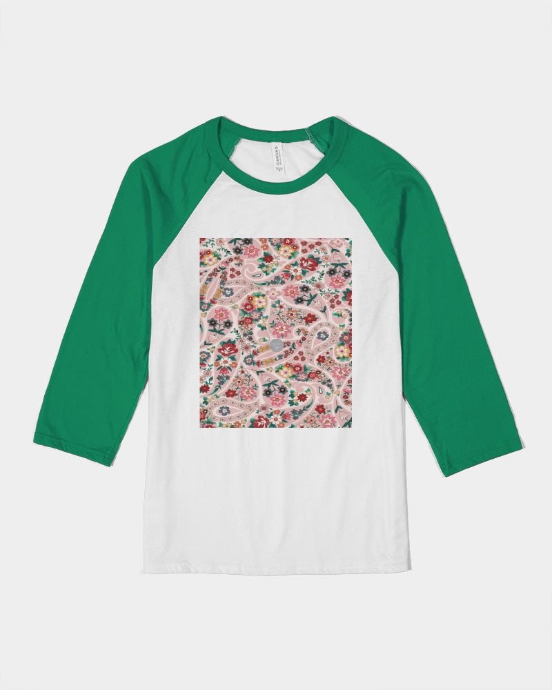 Pink abstract Pretty Sisters Unisex Three-Quarter Sleeve Baseball Tee | Bella + Canvas