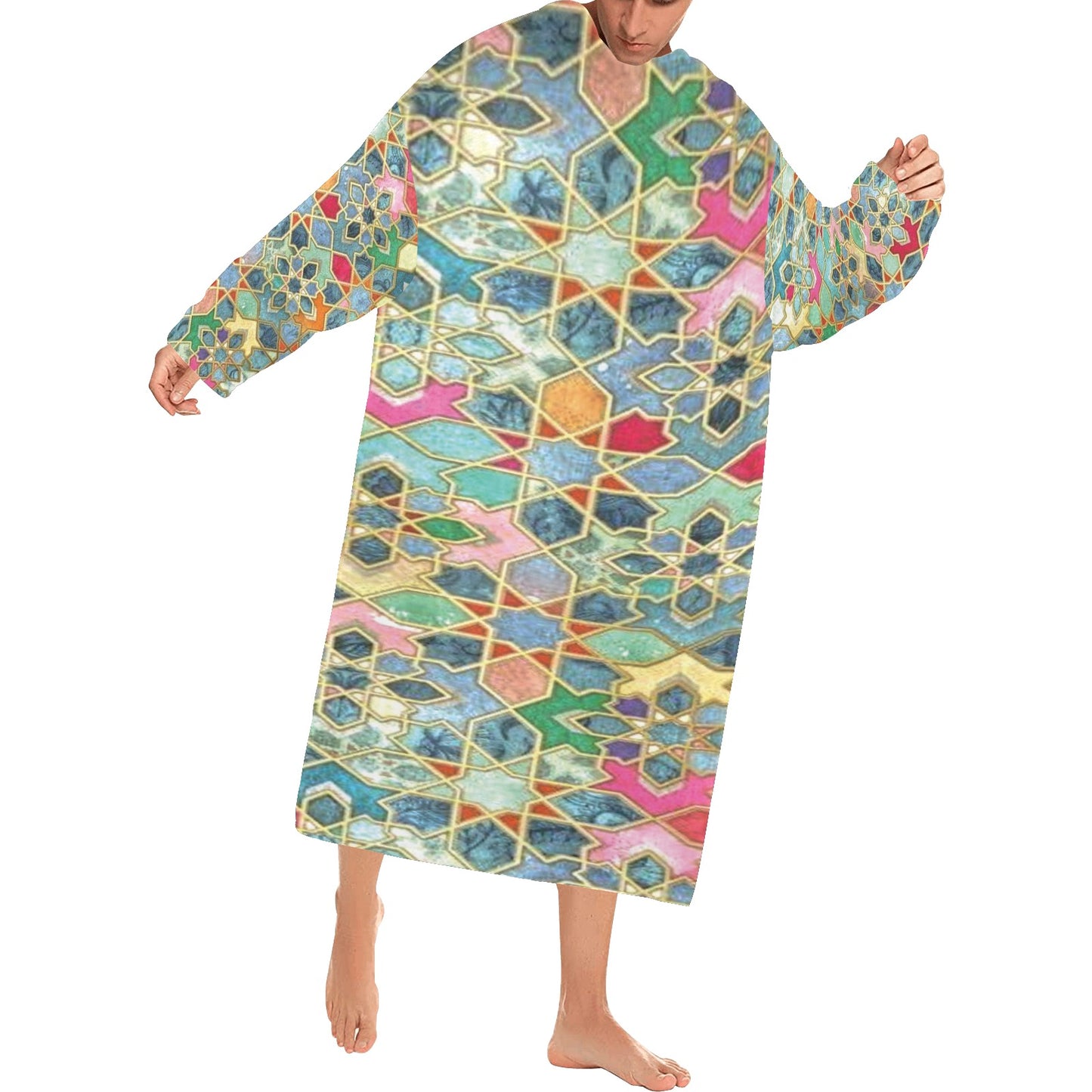 Blanket Robe with Sleeves for Adults