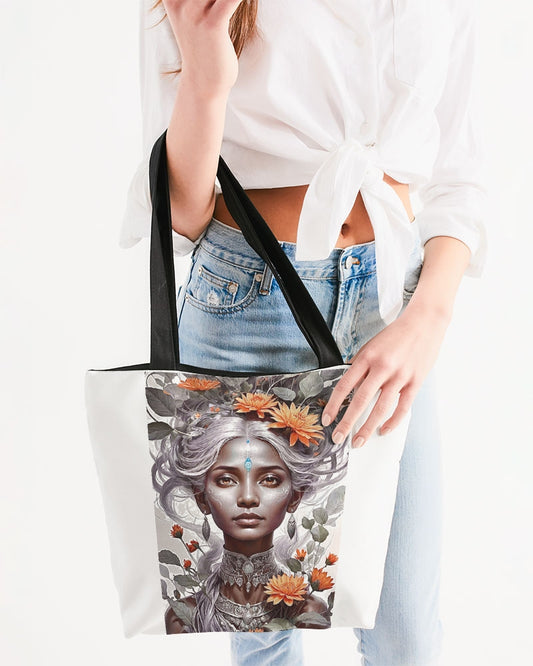 Blossom Indian grey sister Canvas Zip Tote