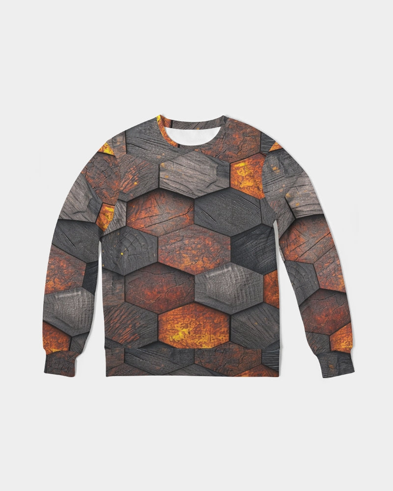 Cool stone hexagon patten 3D Men's All-Over Print Classic French Terry Crewneck Pullover