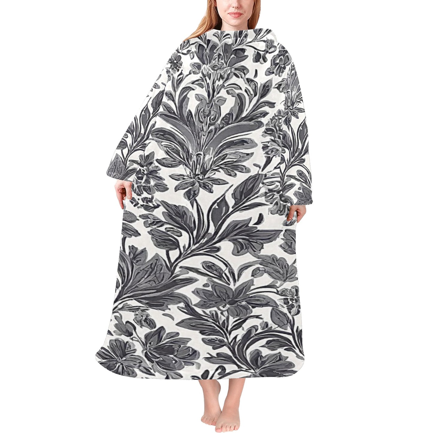 Blanket Robe with Sleeves for Adults