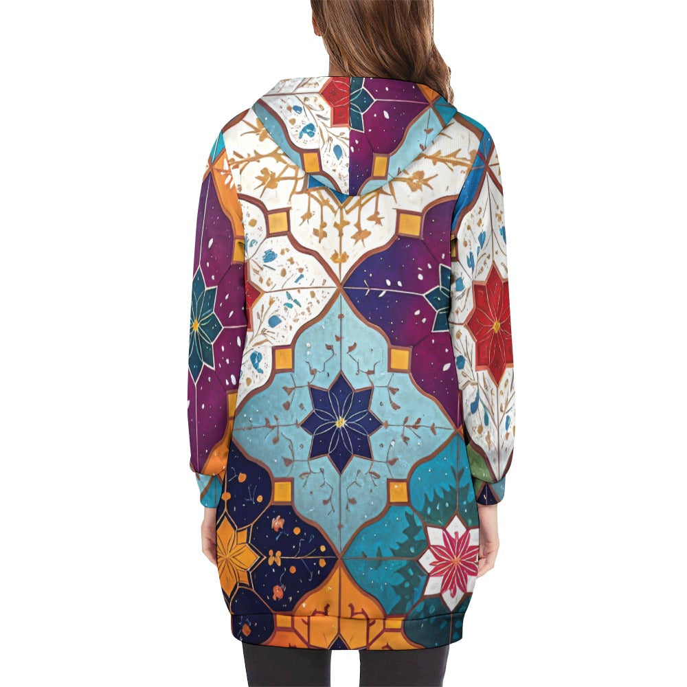 Women's full print long Hoodie