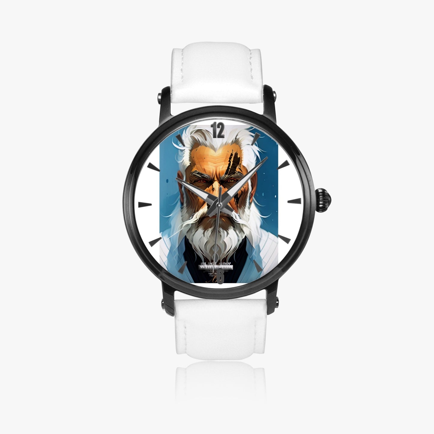 Silver bearded warrior 46mm Unisex Automatic Watch(Black)