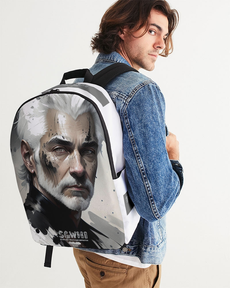 White silver grey fox King Large Backpack