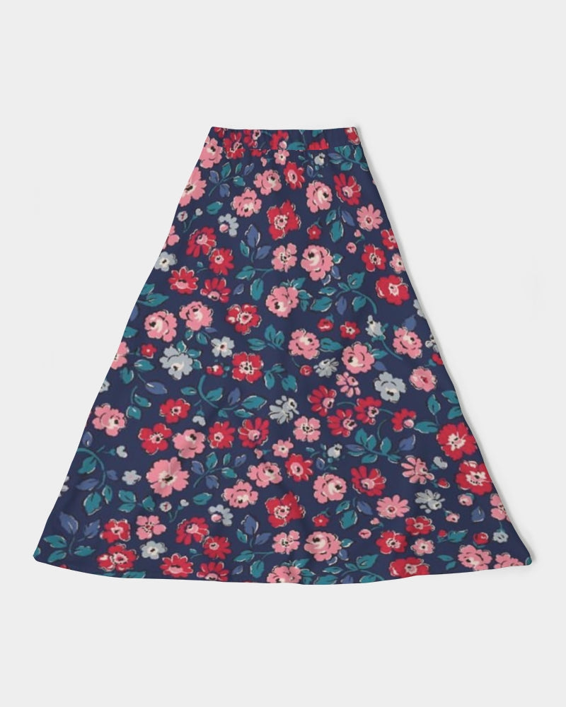 Midnight blue pretty glance.  Women's All-Over Print A-Line Midi Skirt