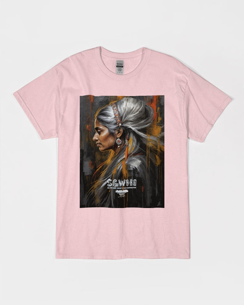 South Asian silver grey white hair sisters portrait [2] Unisex Ultra Cotton T-Shirt | Gildan