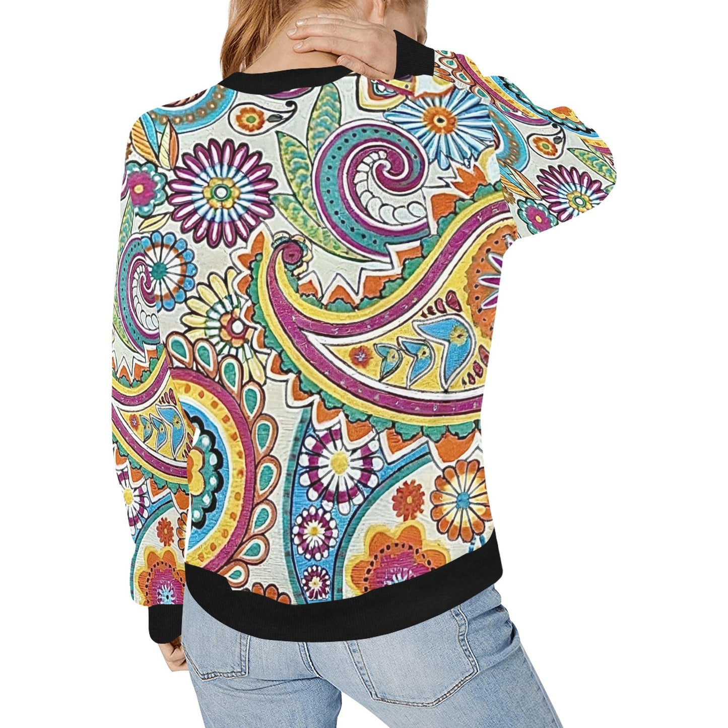 Women's Rib Cuff Crew Neck Sweatshirt (H34)