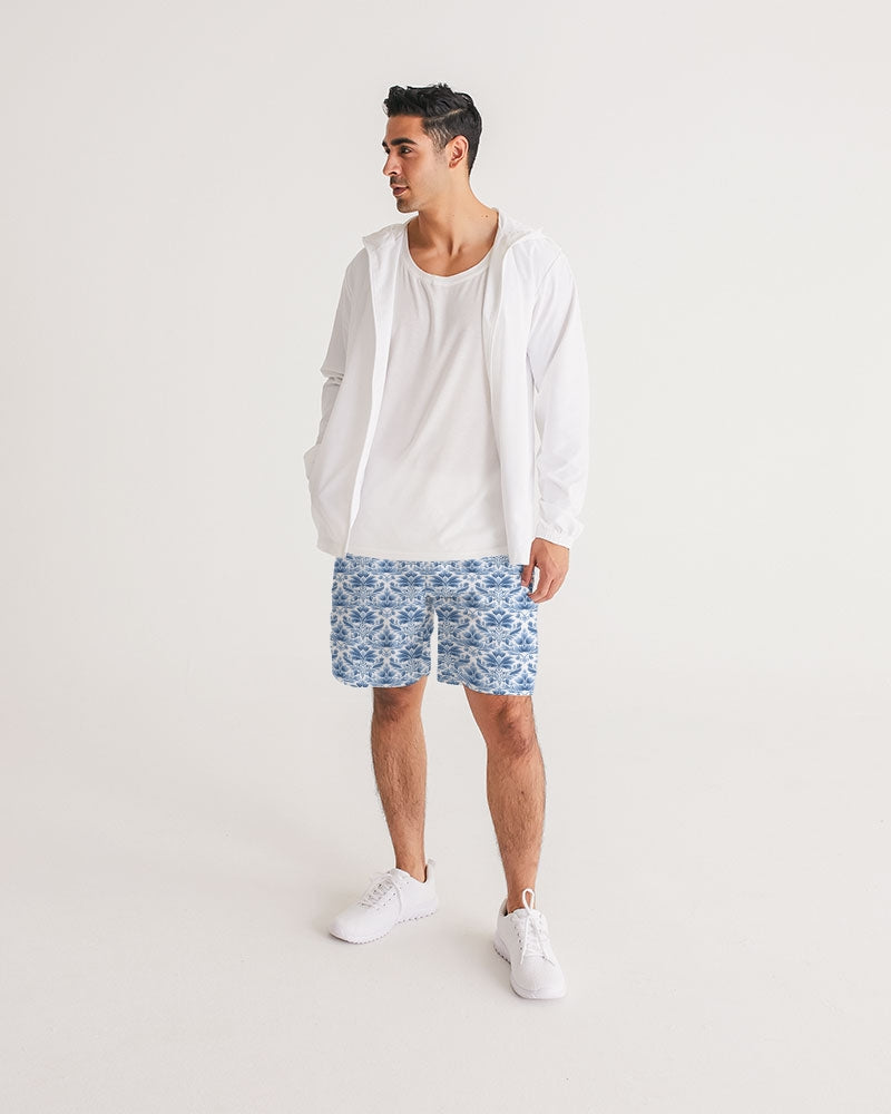 light blue Royal patten  Men's All-Over Print Jogger Shorts