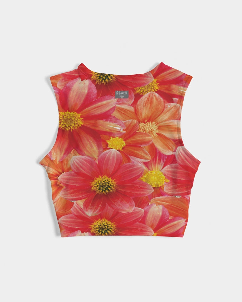 Beautiful blood orange flower design Women's  All-Over Print Twist-Front Tank