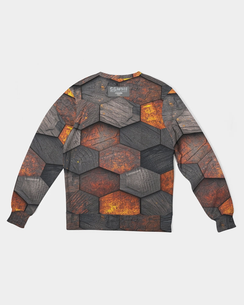 Cool stone hexagon patten 3D Men's All-Over Print Classic French Terry Crewneck Pullover