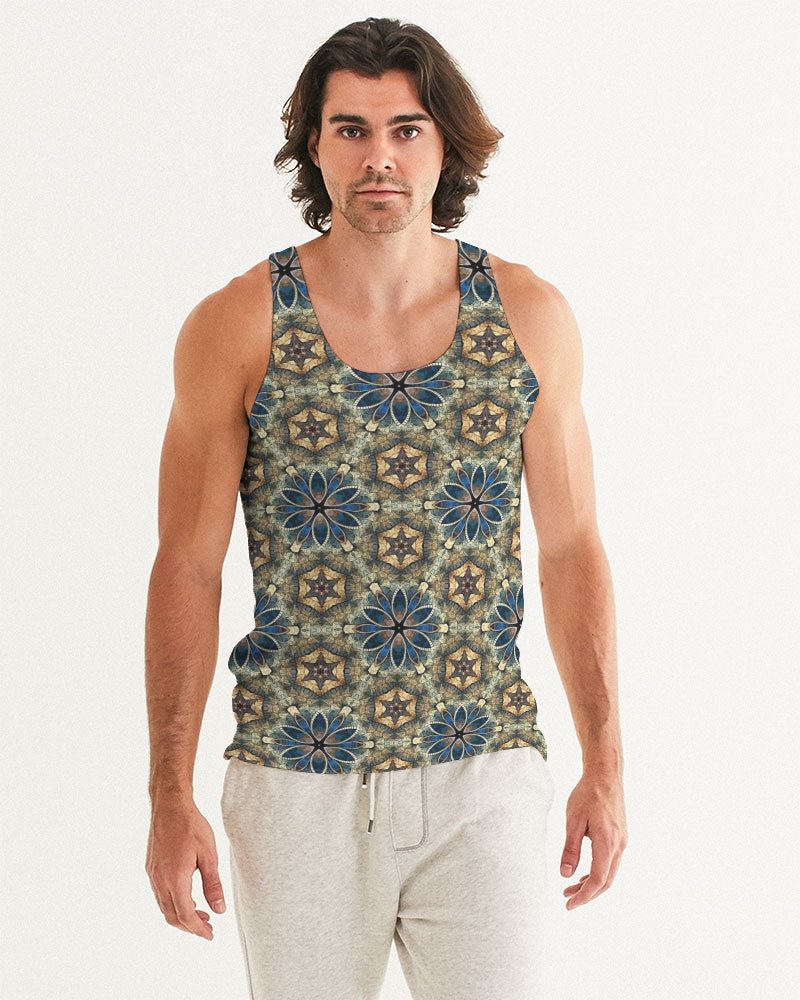 Green & Dark Blue almost star pattern. Men's All-Over Print Tank