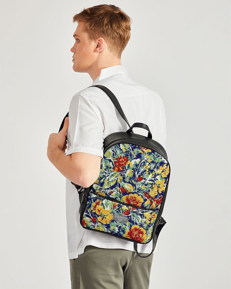 Painted flower design Classic Faux Leather Backpack