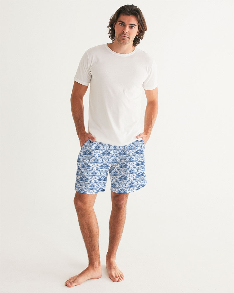 light blue Royal patten  Men's All-Over Print Swim Trunk