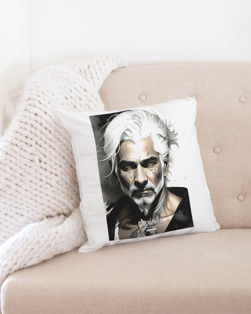 Handsome Silver grey Indian ink Portrait Throw Pillow Case 18"x18"