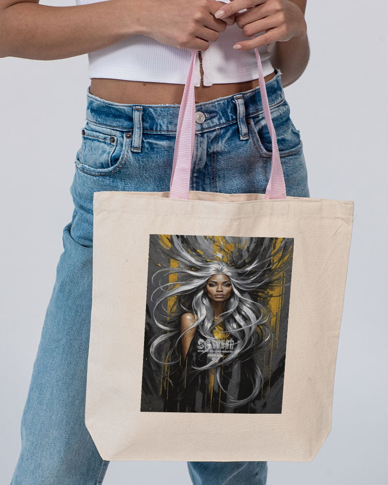 Black Sister Collection [Part 2 ] Canvas Tote with Contrast-Color Handles | Q-Tees