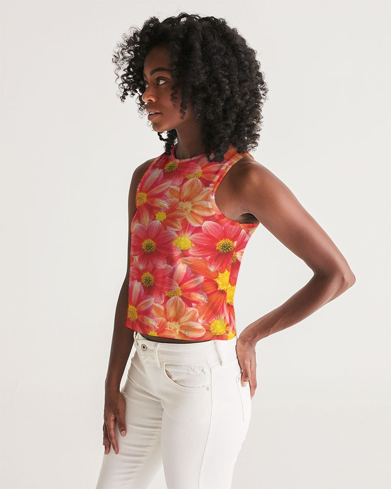 Beautiful blood orange flower design Women's All-Over Print Cropped Tank