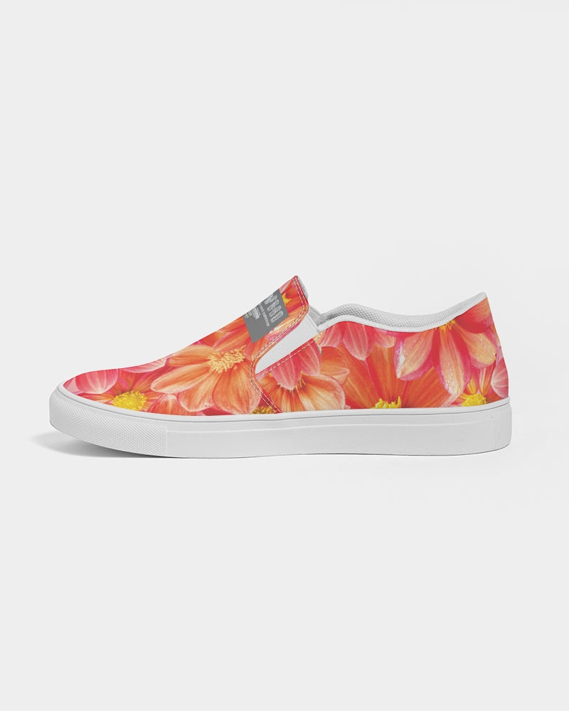 Beautiful blood orange flower design Women's Slip-On Canvas Shoe