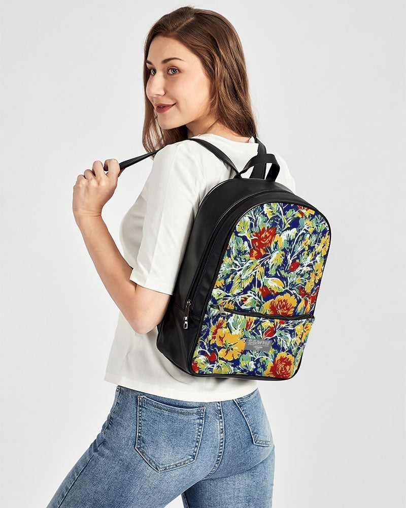 Painted flower design Classic Faux Leather Backpack