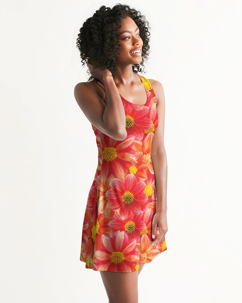 Beautiful blood orange flower design Women's All-Over Print Racerback Dress