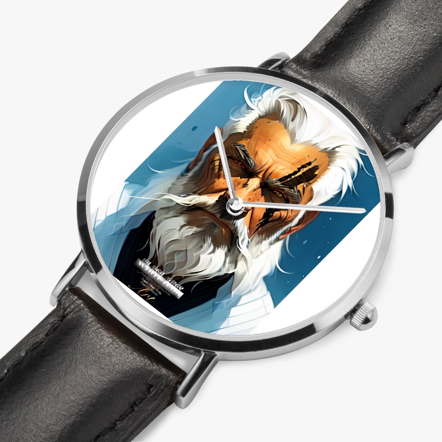 Silver bearded warrior. Hot Selling Ultra-Thin Leather Strap Quartz Watch (Silver)