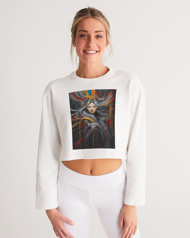 Asian collection [Part 1] Women's All-Over Print Cropped Sweatshirt