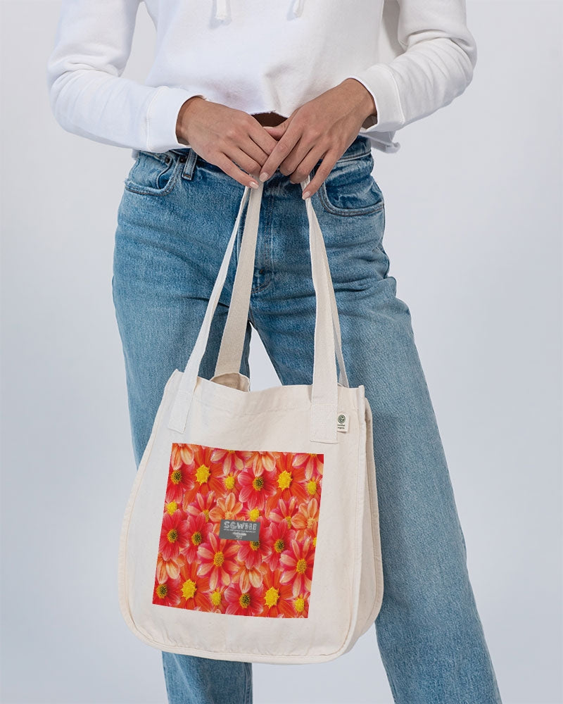 Beautiful blood orange flower design Organic Cotton Canvas Market Tote | Econscious