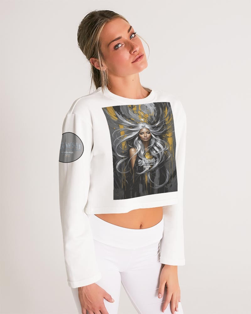 Black Sister Collection [Part 2 ] Women's All-Over Print Cropped Sweatshirt