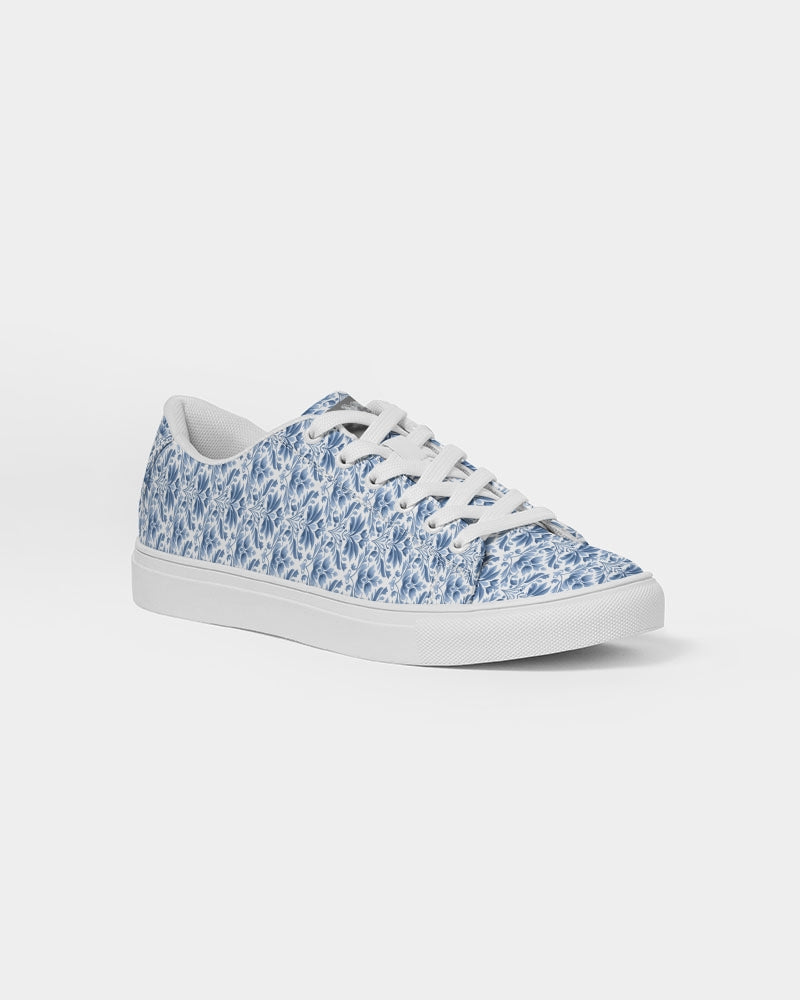 light blue Royal patten  Men's Faux-Leather Sneaker