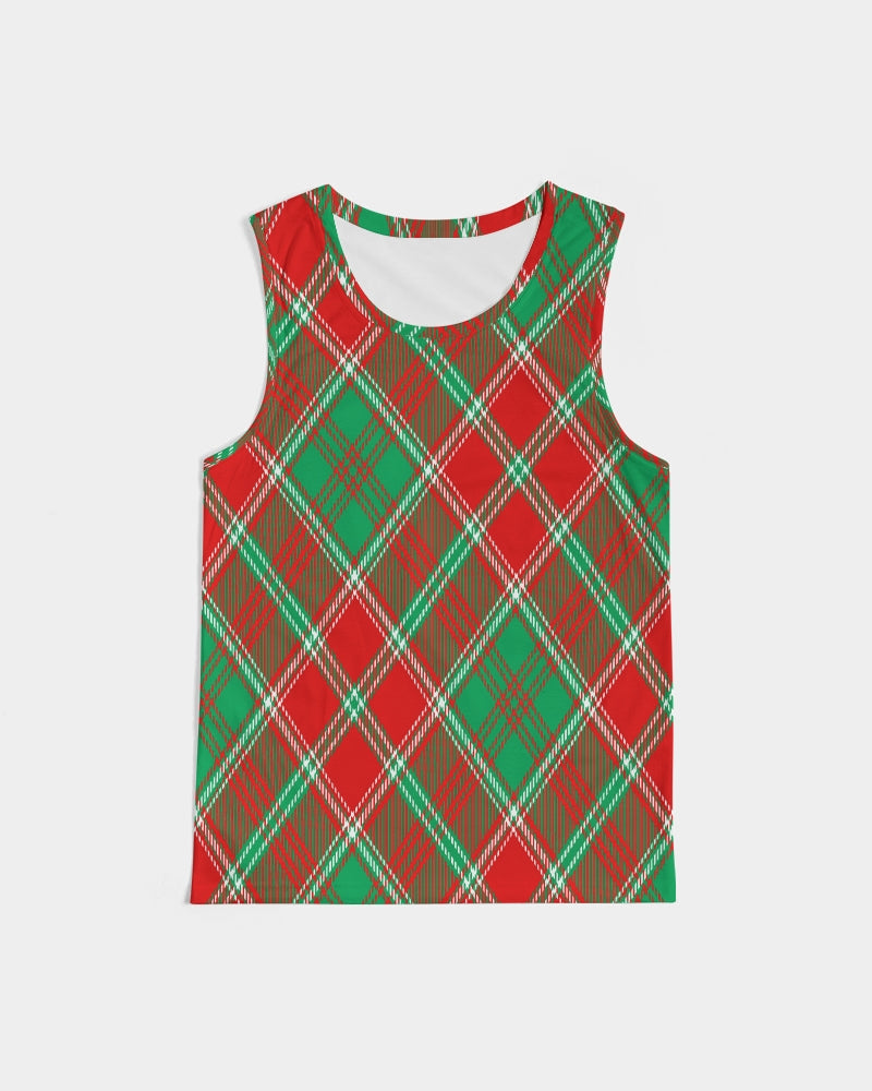 Red & Green cross pattern Men's All-Over Print Sport Tank