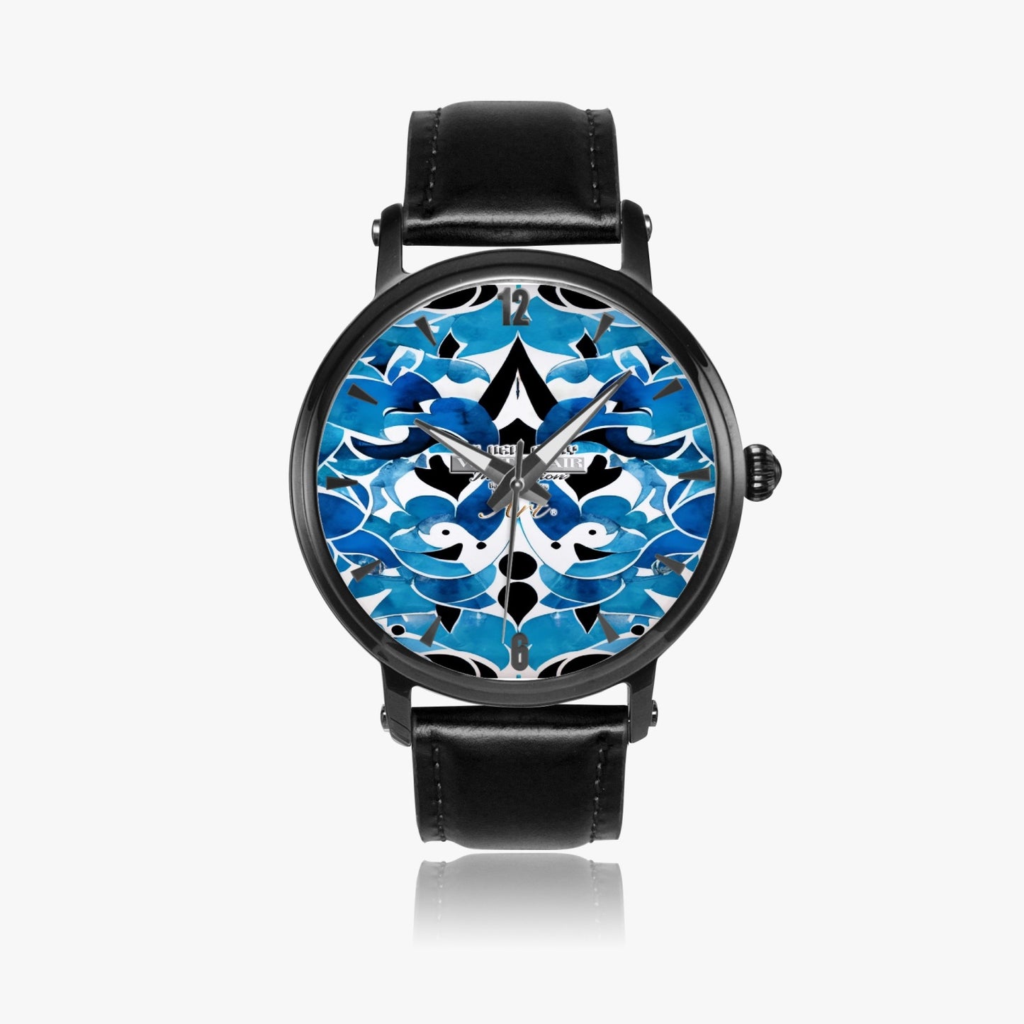 Silver grey white hair inspiration abstract pattern 46mm Unisex Automatic Watch(Black)