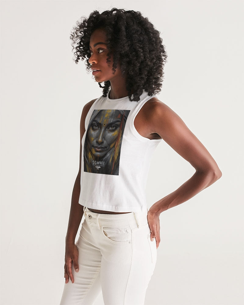 South Asian silver grey white hair sisters portrait [3] Women's All-Over Print Cropped Tank