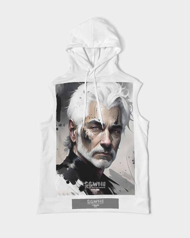 White silver grey fox King Men's All-Over Print Heavyweight Sleeveless Hoodie