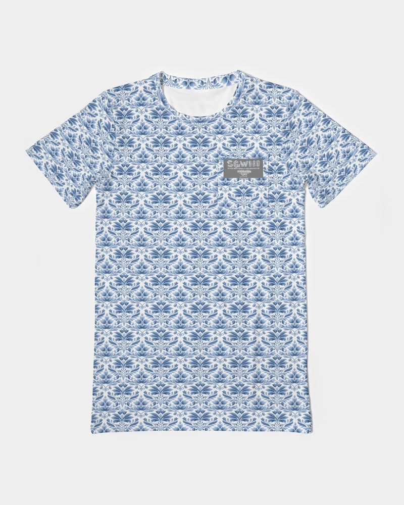 light blue Royal patten  Men's All-Over Print Pocket Tee