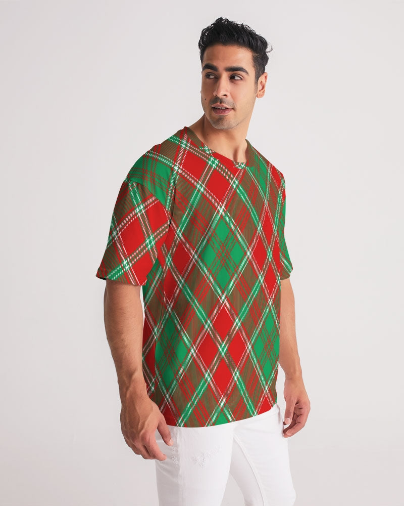 Red & Green cross pattern Men's All-Over Print Premium Heavyweight Tee